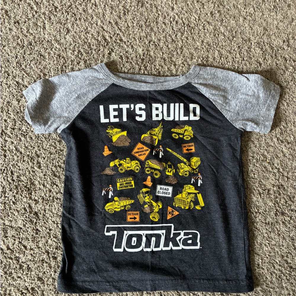 Jumping Beans Black and Gray Construction Tee